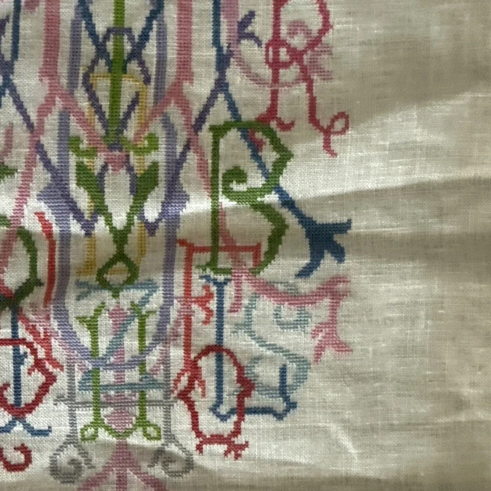 Posy Collection Alphabet Quilt Monogram counted cross stitch Completed 12x7.5